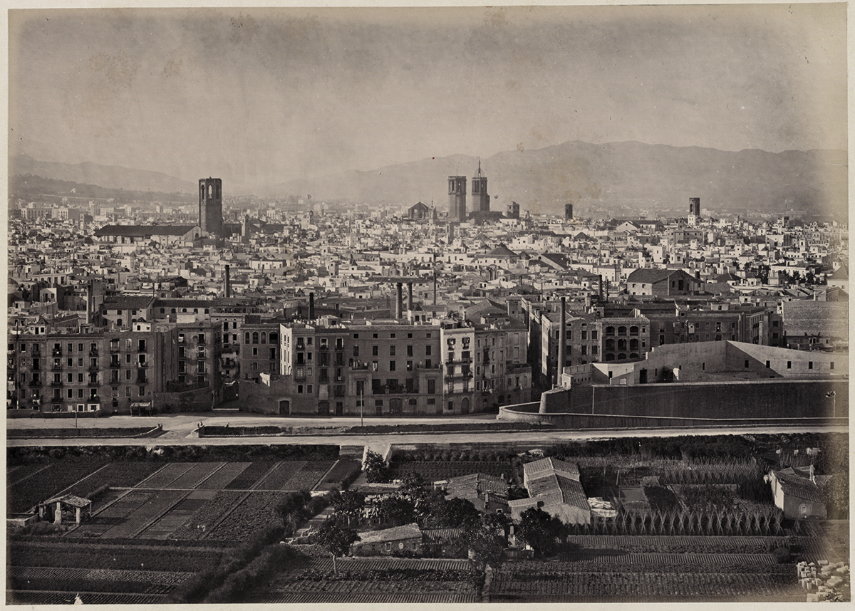 . Jules Ainaud Barcelona. Vista panoràmica de Barcelona, des de Montjuïc, 1872  Barcelona. Vista panorámica de Barcelona, desde Montjuic Arxiu Fotogràfic de Barcelona