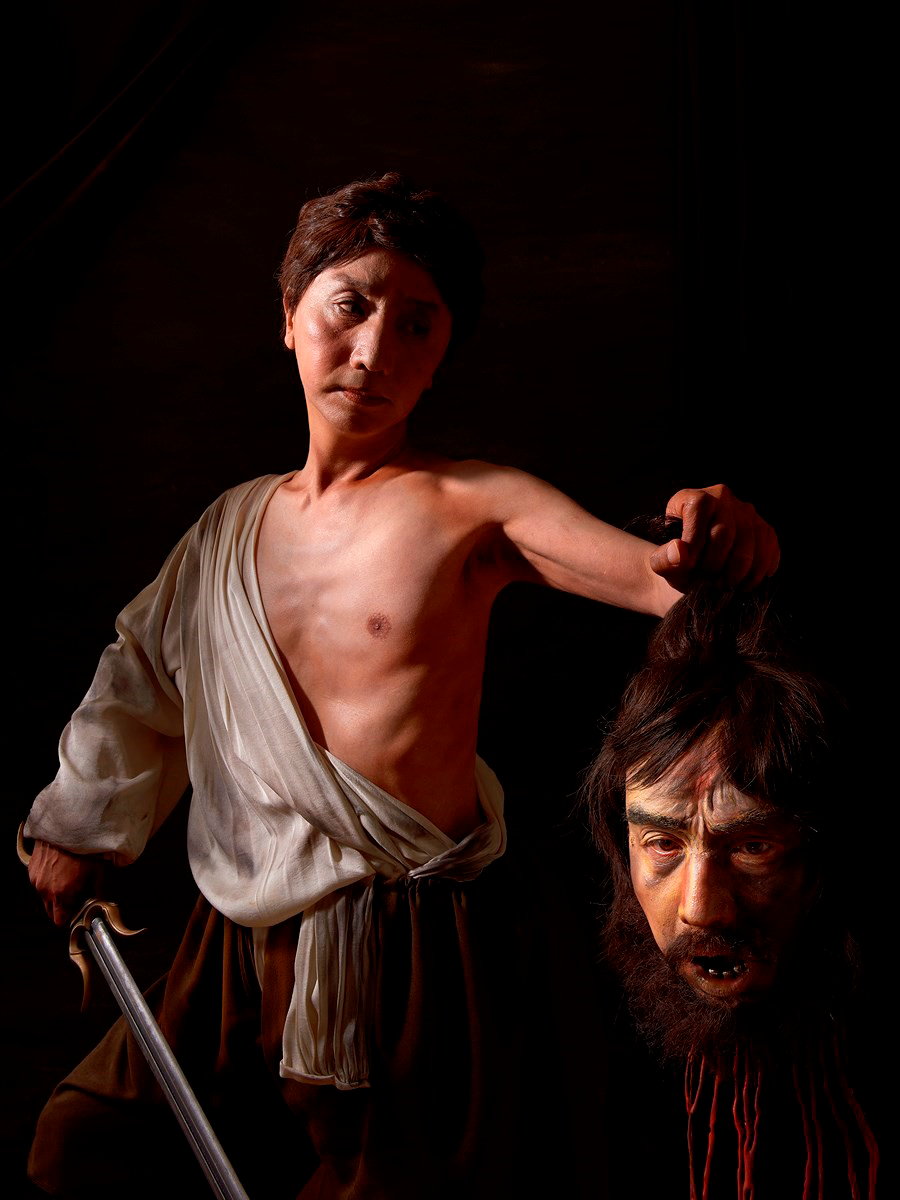 JUANA DE AIZPURU Yasumasa Morimura Two Caravaggios David painting Goliath, 2016 © YASUMASA MORIMURA