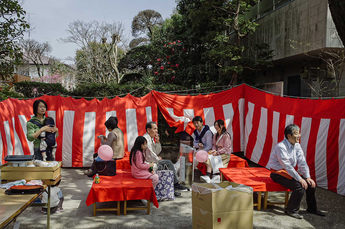 People gathered during a spring event in Seijo.